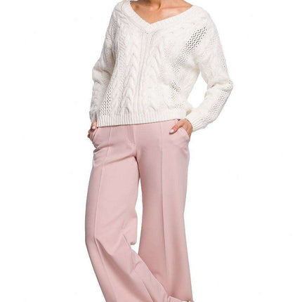 Elegant Openwork Plaid Knit Sweater - Très Elite