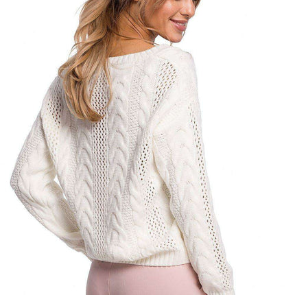 Elegant Openwork Plaid Knit Sweater - Très Elite