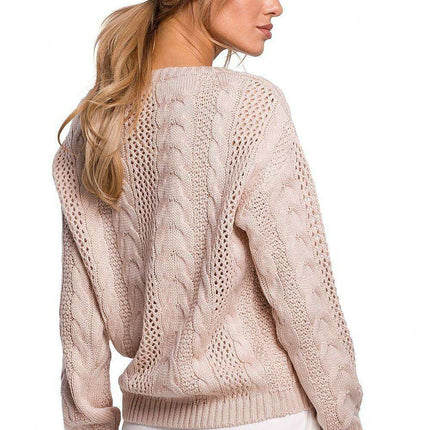 Elegant Openwork Plaid Knit Sweater - Très Elite