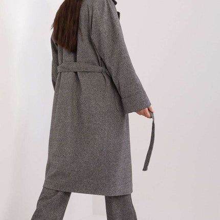 Elegant Over-the-Knee Cotton Coat with Chic Pepite Design - Très Elite