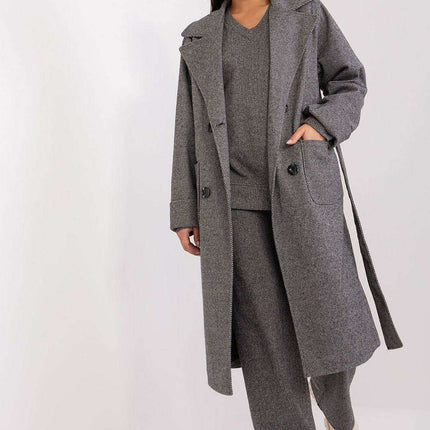 Elegant Over-the-Knee Cotton Coat with Chic Pepite Design - Très Elite