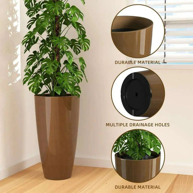 Elegant Pair of Tall Outdoor Planters - 21 inch Height for Stylish Garden Decor