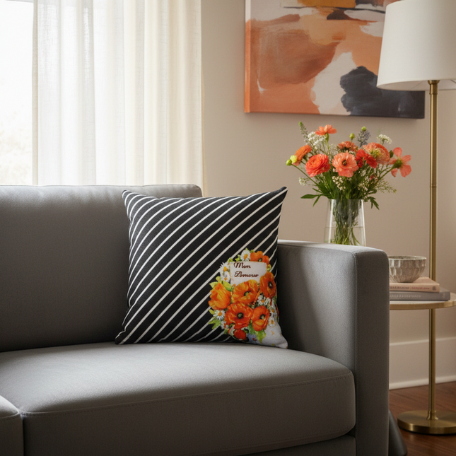 Elegant Parisian Dual-Pattern Floral Pillowcase