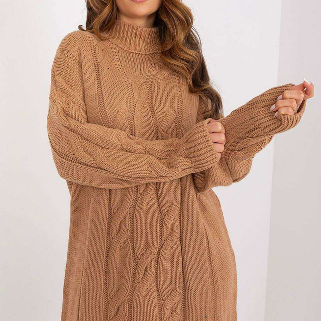 Elegant Parisian Turtleneck Midi Dress For Timeless Chic - Très Elite