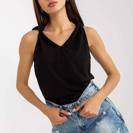 Elegant Parisian V Neck Strapless Cotton Blend Top - Très Elite