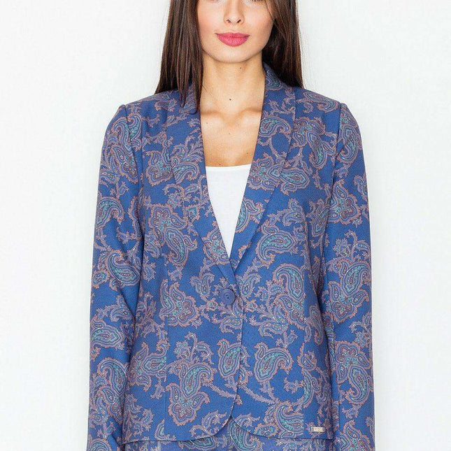 Elegant Patterned Blazer with Vibrant Style and Feminine Charm