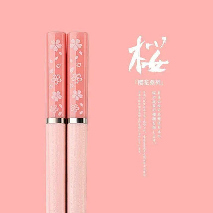 Elegant Pink Cherry Blossom Alloy Chopsticks - Perfect Pair for Hot Pot and Sushi Dining - Très Elite