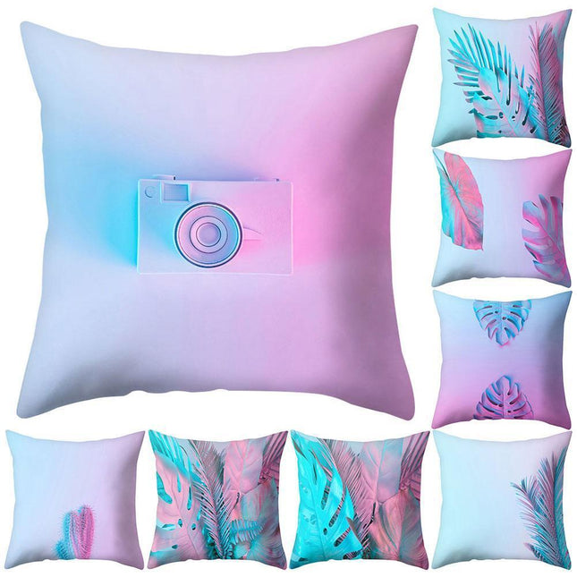 Elegant Pink Leaf Plant Decorative Pillow Cover - Chic Home Accent