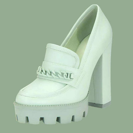 Elegant Pink and Green Leather High Heel Pumps: A Must-Have Fashion Statement for Women - Très Elite