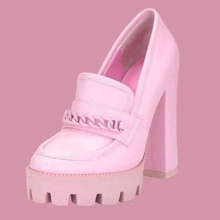 Elegant Pink and Green Leather High Heel Pumps: A Must-Have Fashion Statement for Women - Très Elite