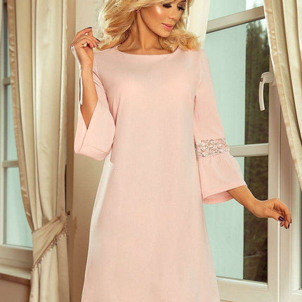 Elegant Pistachio Cocktail Dress with Flared Sleeves by Numoco - Très Elite
