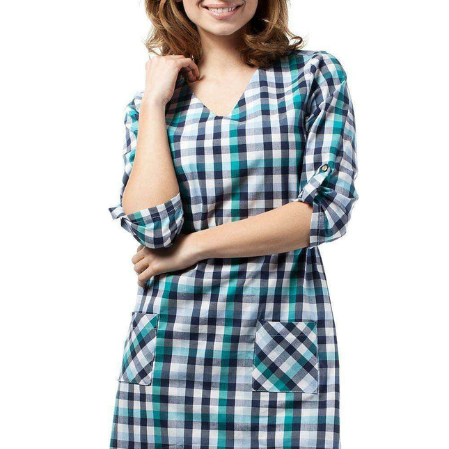 Elegant Plaid Heart Day Dress with Chic Gold Accents - Model 42511 Moe