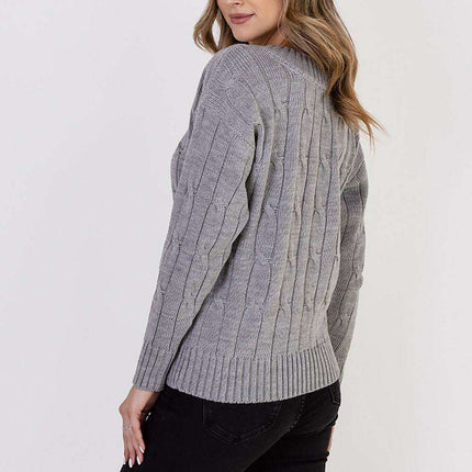 Elegant Plaid Knit Sweater with Decorative Detailing - Très Elite