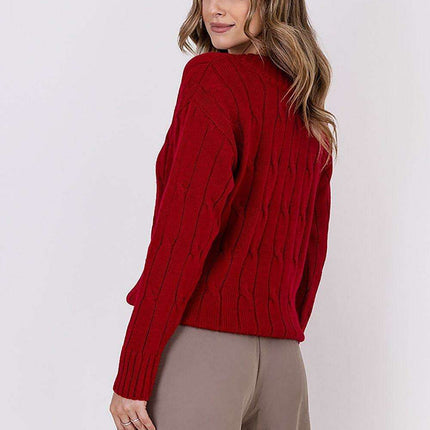 Elegant Plaid Knit Sweater with Decorative Detailing - Très Elite
