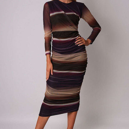 Elegant Plum Ruffled Midi Cocktail Dress by Ax Paris