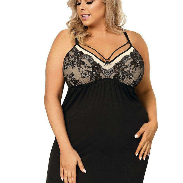 Elegant Plus Size Black Lace Nightdress - Sarah II Plus - Très Elite
