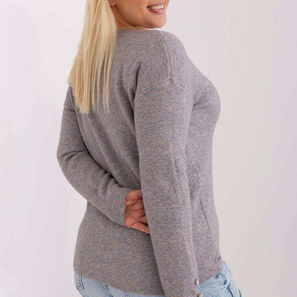 Elegant Plus Size Viscose Sweater with Stylish V-Neck and Button Embellishments - Très Elite