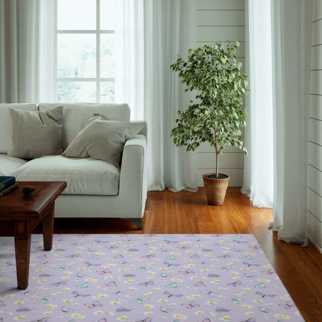 Elegant Poppy Floral Area Rug in Purple - Soft, Non-Slip, Multiple Sizes Available