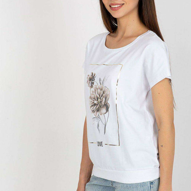 Elegant Printed Cotton Short Sleeve Blouse For Women