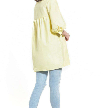 Elegant Puff Sleeve Tunic with Pointed Neckline - Très Elite