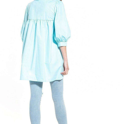 Elegant Puff Sleeve Tunic with Pointed Neckline - Très Elite