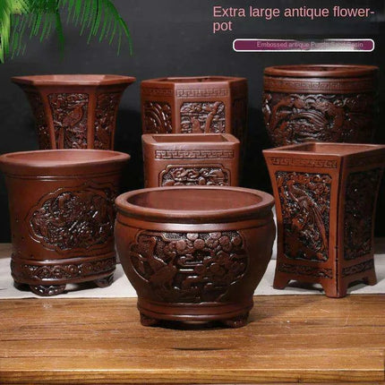 Elegant Purple Sand Bonsai Pot Set for Clivia Plants - Très Elite
