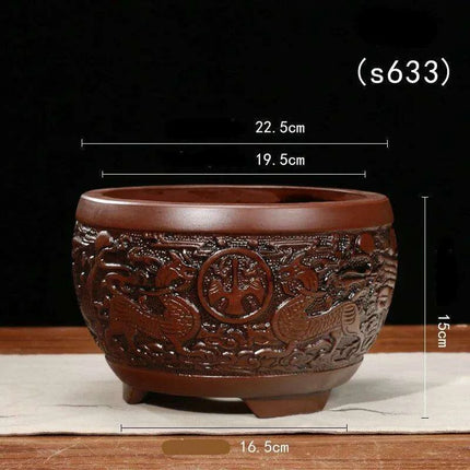 Elegant Purple Sand Bonsai Pot Set for Clivia Plants- Très Elite- Très Elite