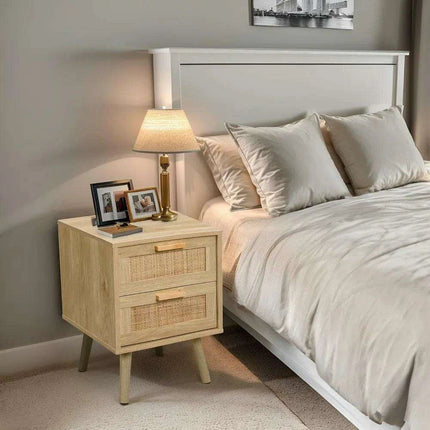 Elegant Rattan Drawer Nightstand Pair for Stylish and Functional Bedroom Decor - Très Elite