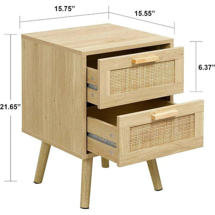 Elegant Rattan Drawer Nightstand Pair for Stylish and Functional Bedroom Decor - Très Elite
