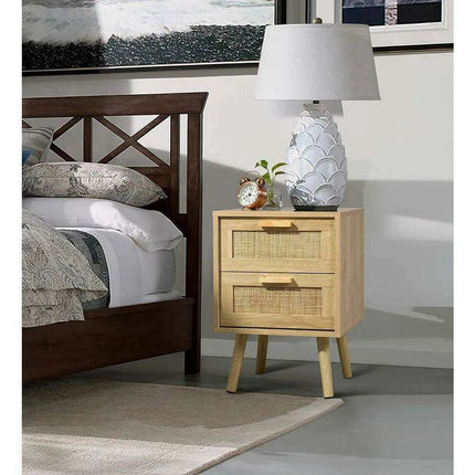 Elegant Rattan Drawer Nightstand Pair for Stylish and Functional Bedroom Decor - Très Elite