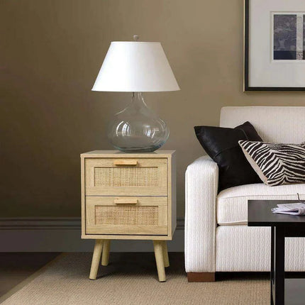 Elegant Rattan Drawer Nightstand Pair for Stylish and Functional Bedroom Decor - Très Elite