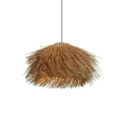 Elegant Rattan and Metal Pendant Lamp Inspired by Japanese Wabi Sabi Aesthetics - Très Elite
