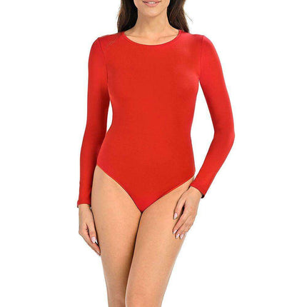 Elegant Red Stitch Detail Viscose Bodysuit - Très Elite