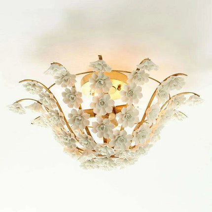 Elegant Retro White Floral LED Ceiling Lamp - A Timeless Luxury Accent for Your Home- Très Elite- Très Elite