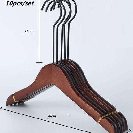 Elegant Retro Wooden Hangers: 10-Piece Set with Non-Slip Grip Design