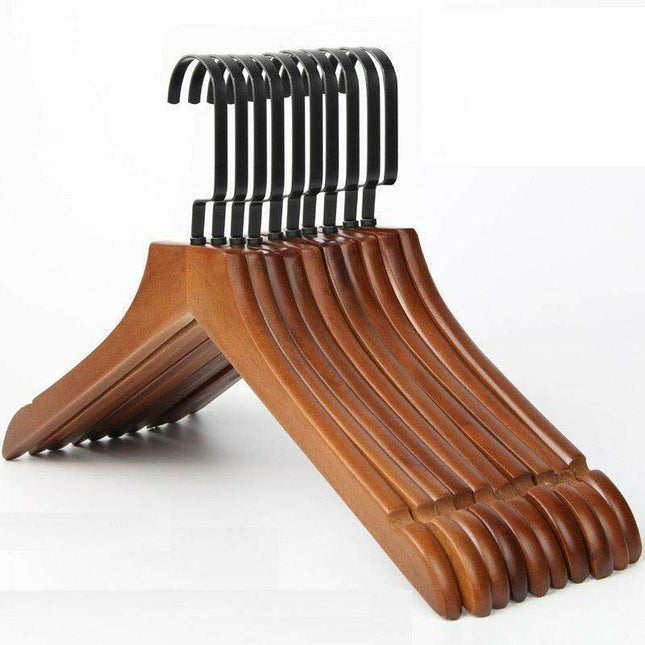 Elegant Retro Wooden Hangers: 10-Piece Set with Non-Slip Grip Design