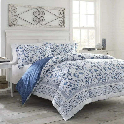 Elegant Reversible Floral Cotton Duvet Cover Set with Matching Shams – Year-Round Bedding Must-Have - Très Elite