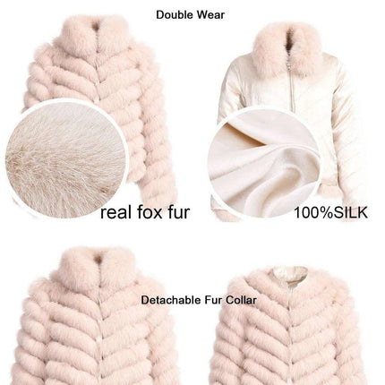 Elegant Reversible Women's Fox Fur Winter Jacket with Silk Lining - Très Elite