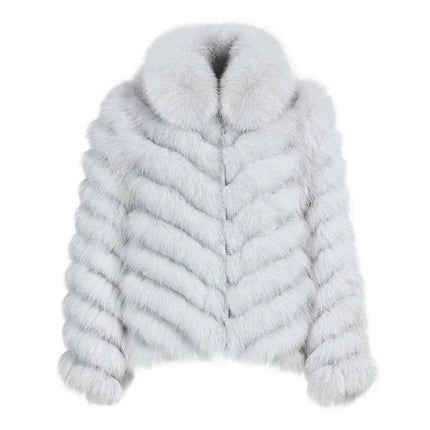 Elegant Reversible Women's Fox Fur Winter Jacket with Silk Lining - Très Elite