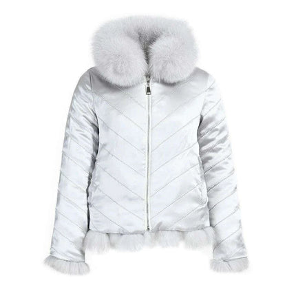 Elegant Reversible Women's Fox Fur Winter Jacket with Silk Lining - Très Elite