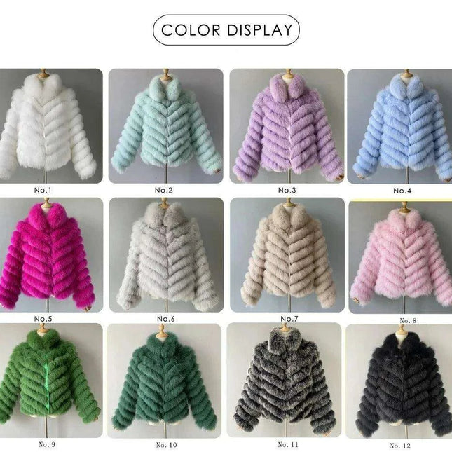 Elegant Reversible Women's Fox Fur Winter Jacket with Silk Lining