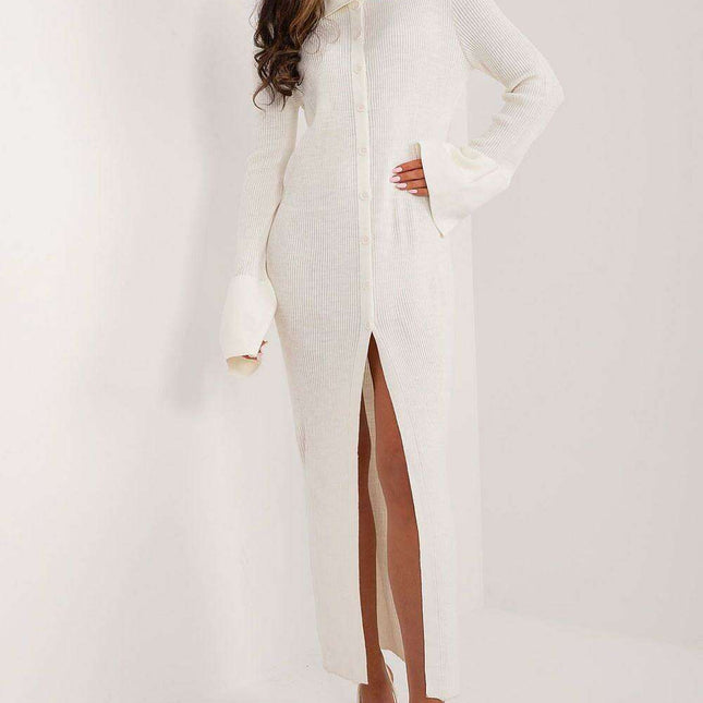 Elegant Ribbed Knit Long Dress for Effortless Daytime Style