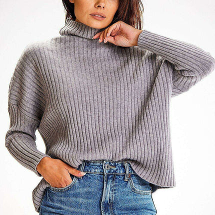 Elegant Ribbed Knit Turtleneck Jumper - Très Elite