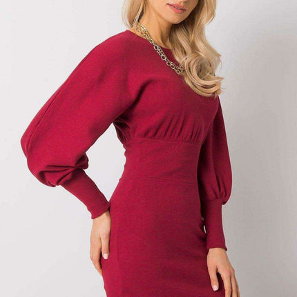 Elegant Ribbed Midi Dress With Chic Puff Sleeves For Events - Très Elite