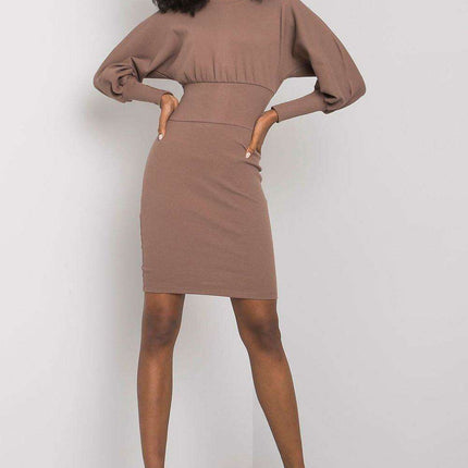 Elegant Ribbed Midi Dress With Chic Puff Sleeves For Events - Très Elite