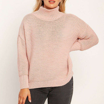 Elegant Ribbed Turtleneck Sweater with Trendy Half-Zip Detail