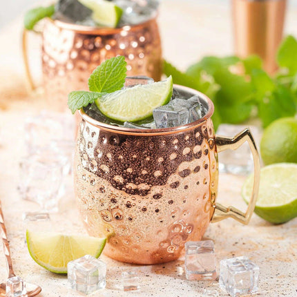 Elegant Rose Gold Handcrafted Moscow Mule Mugs - Premium 16oz Stainless Steel Drinkware - Très Elite