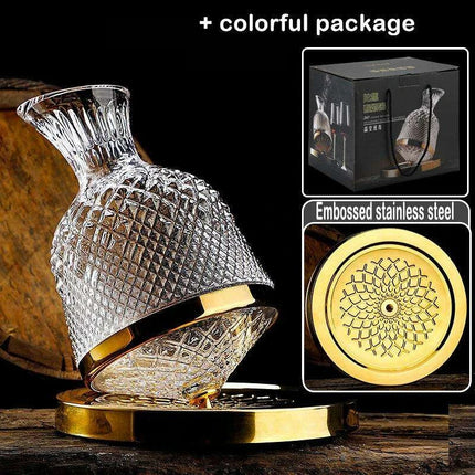 Elegant Rotating Crystal Wine Decanter Set for Optimal Aeration - Très Elite