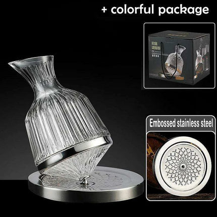 Elegant Rotating Crystal Wine Decanter Set for Optimal Aeration - Très Elite