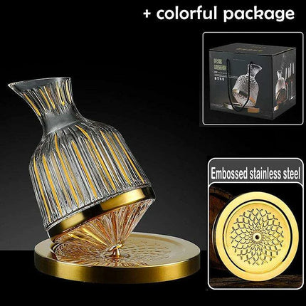 Elegant Rotating Crystal Wine Decanter Set for Optimal Aeration - Très Elite